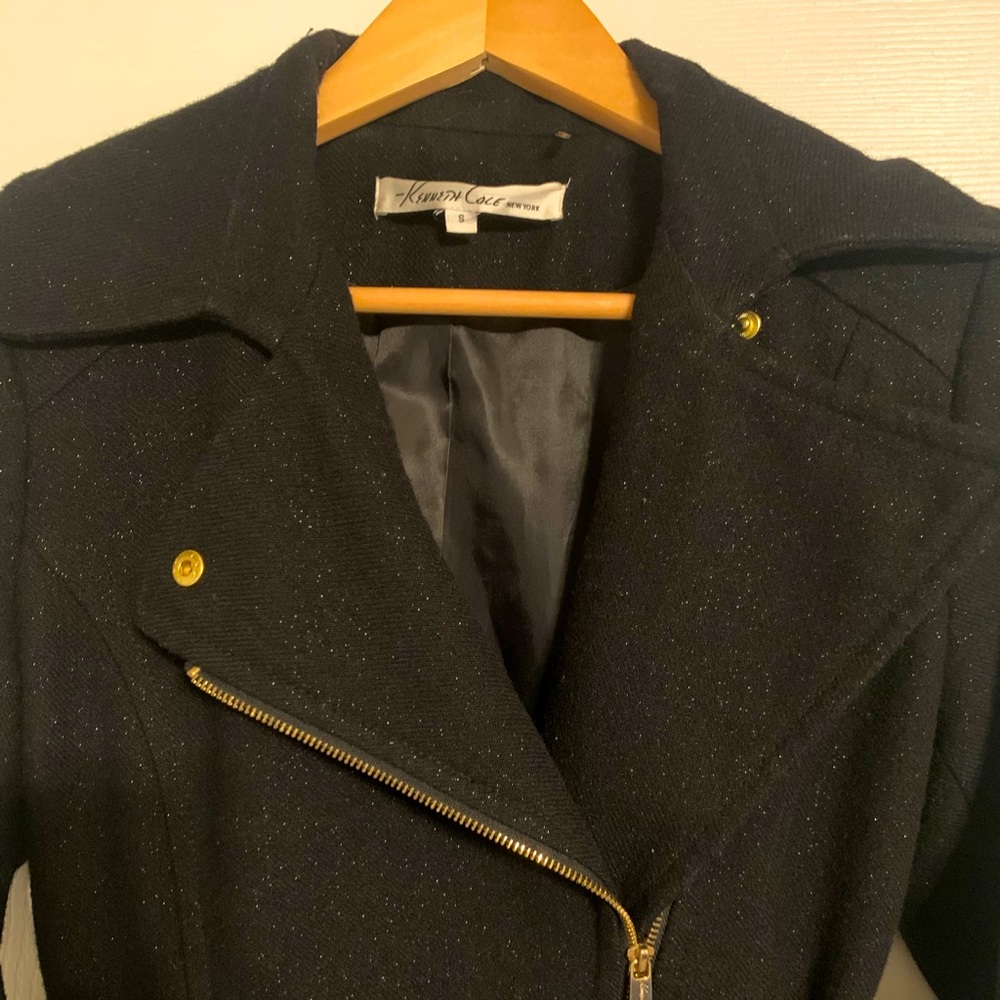 Kenneth Cole Women’s Peacoat: Black with Gold Details